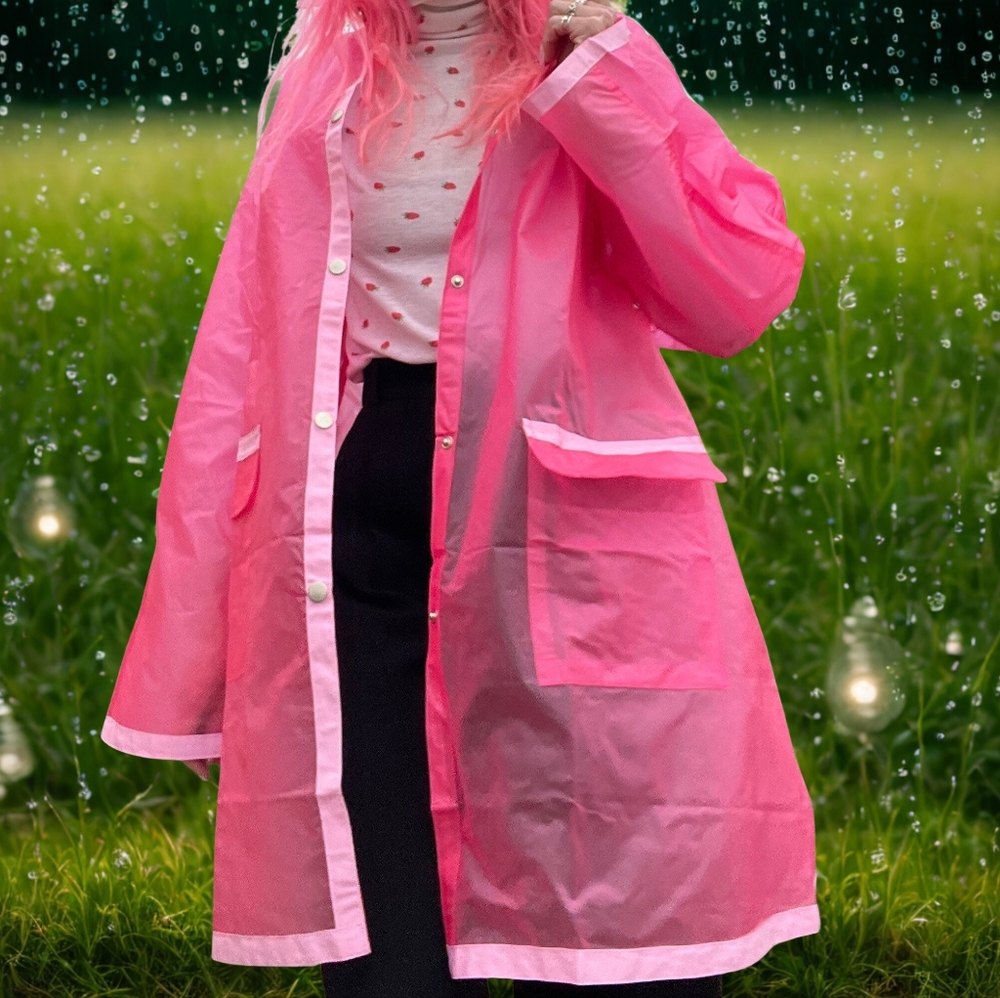 Vintage 90s Hot Pink Jelly Raincoat - One Size (S/M) - Picture 4 of 4